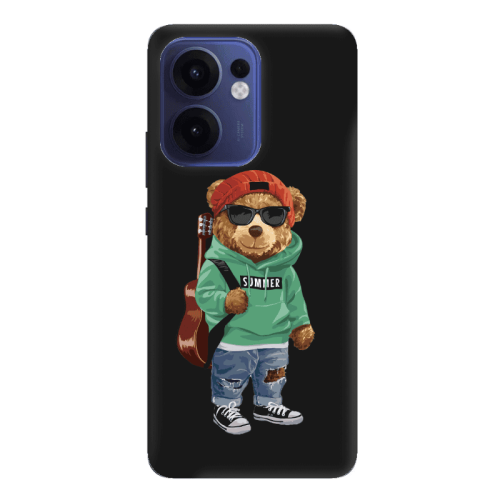 Oppo Reno 13 F Summer Tedy Black Colored Silicone TPU Θήκη
